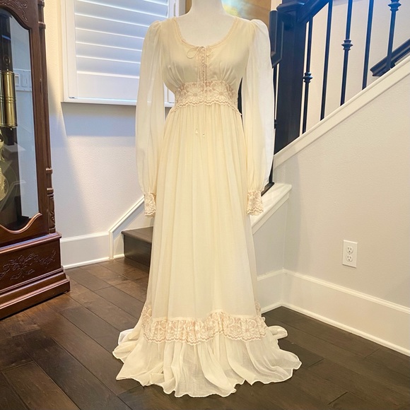 🌺SOLD🌺 Gunne Sax 70s 80s Prairie Corset Wedding Boho Maxi Gown Dress 11 - Picture 2 of 13